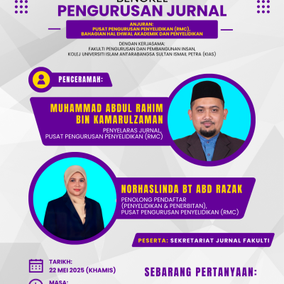 JOURNAL MANAGEMENT WORKSHOP ORGANISED BY THE RESEARCH MANAGEMENT CENTRE